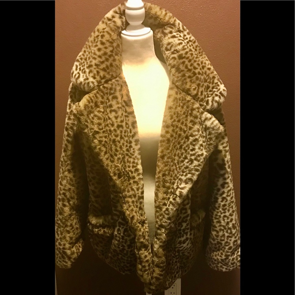 C&C leopard soft faux fur coat. New!